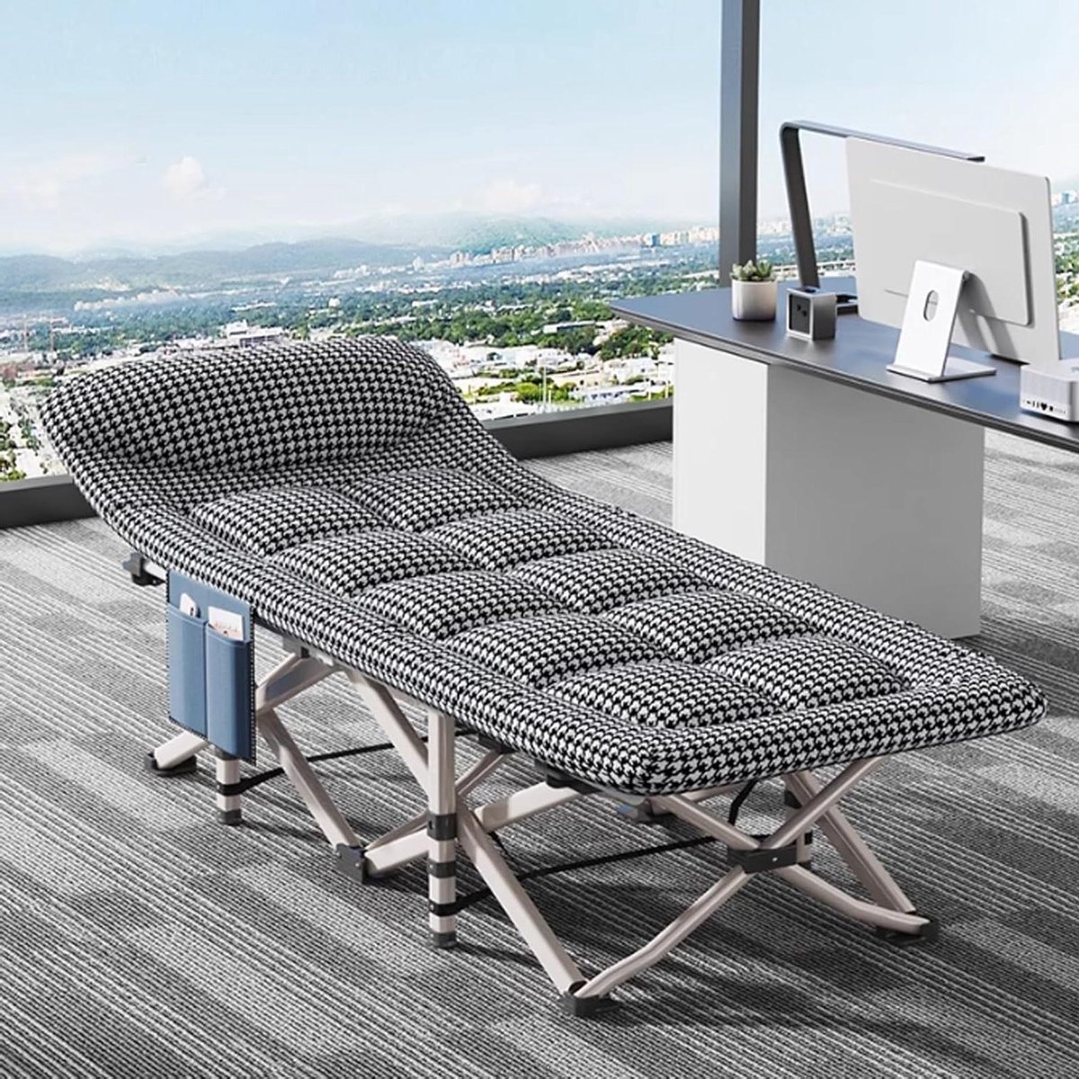 Klapbed Volwassenen - Logeerbed Reisbed - Comfortabel Rusten - Inclusief Matras - 200kg Draagkracht - Grijs
