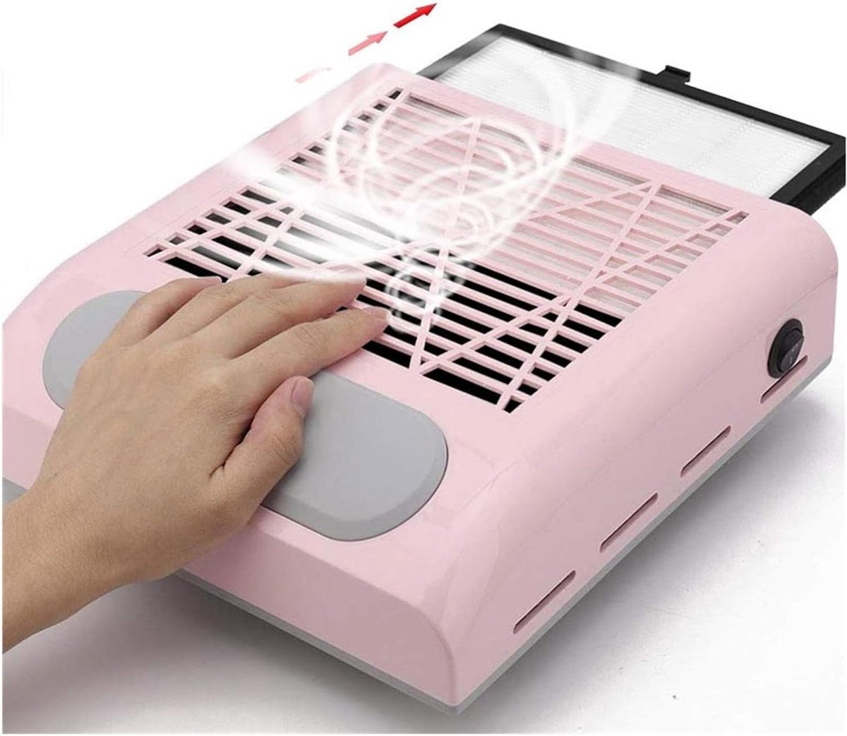 Nagelstofafscheider - Manicure stofzuiger - Nageldesign stofvrij - Krachtige 80W collector - 24x23x8 cm - Wit Roze Goud Sliver