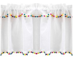 Korte Gordijnen - Raambekleding Keuken - Privacy Creëren - Natuurlijk Licht - 200x40cm - Effengekleurd