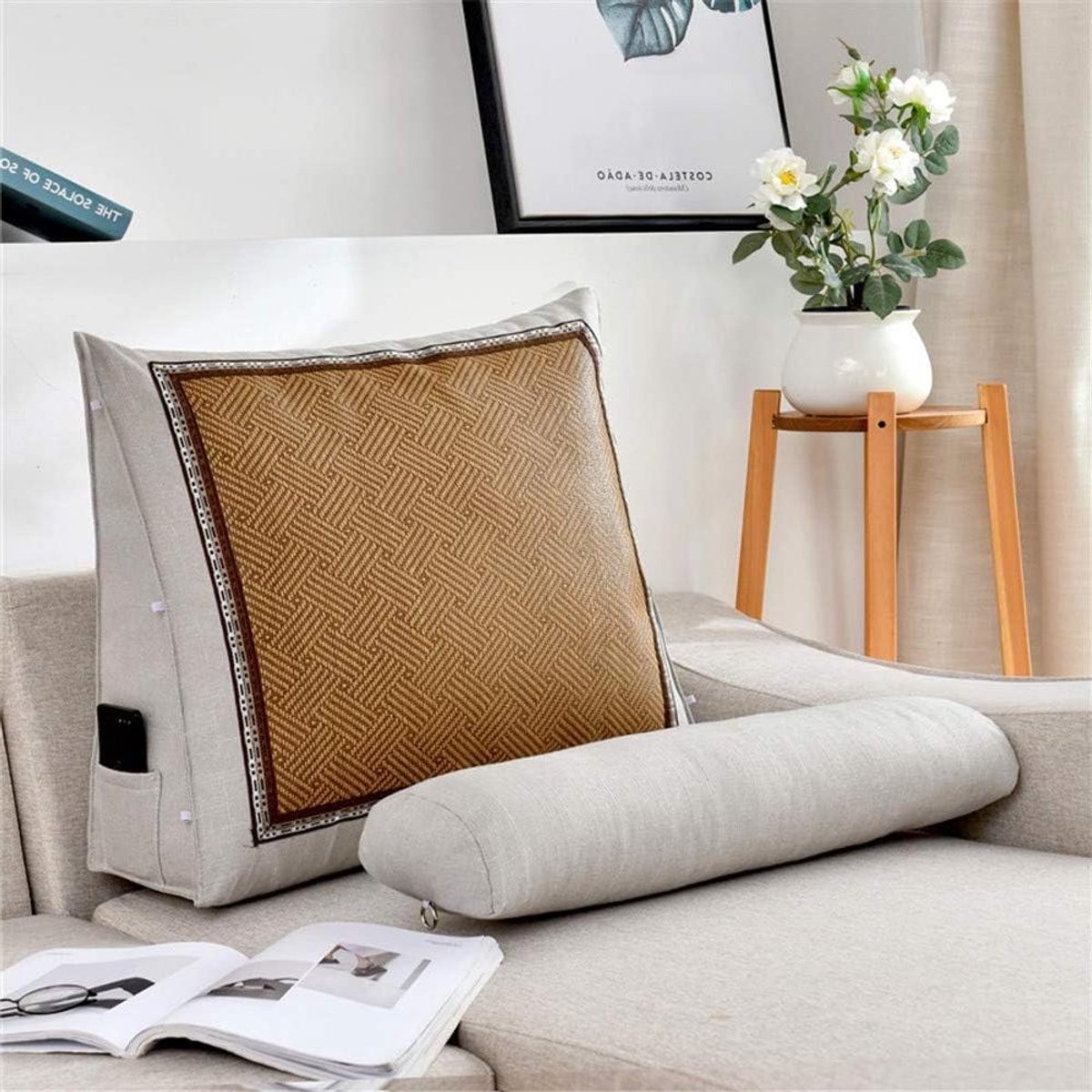 Leeskussen Bank - Rugsteun Kussen - Comfortabel Lezen - Ingebouwde Handgreep - 45 x 45 x 20 cm - Meerdere kleuren