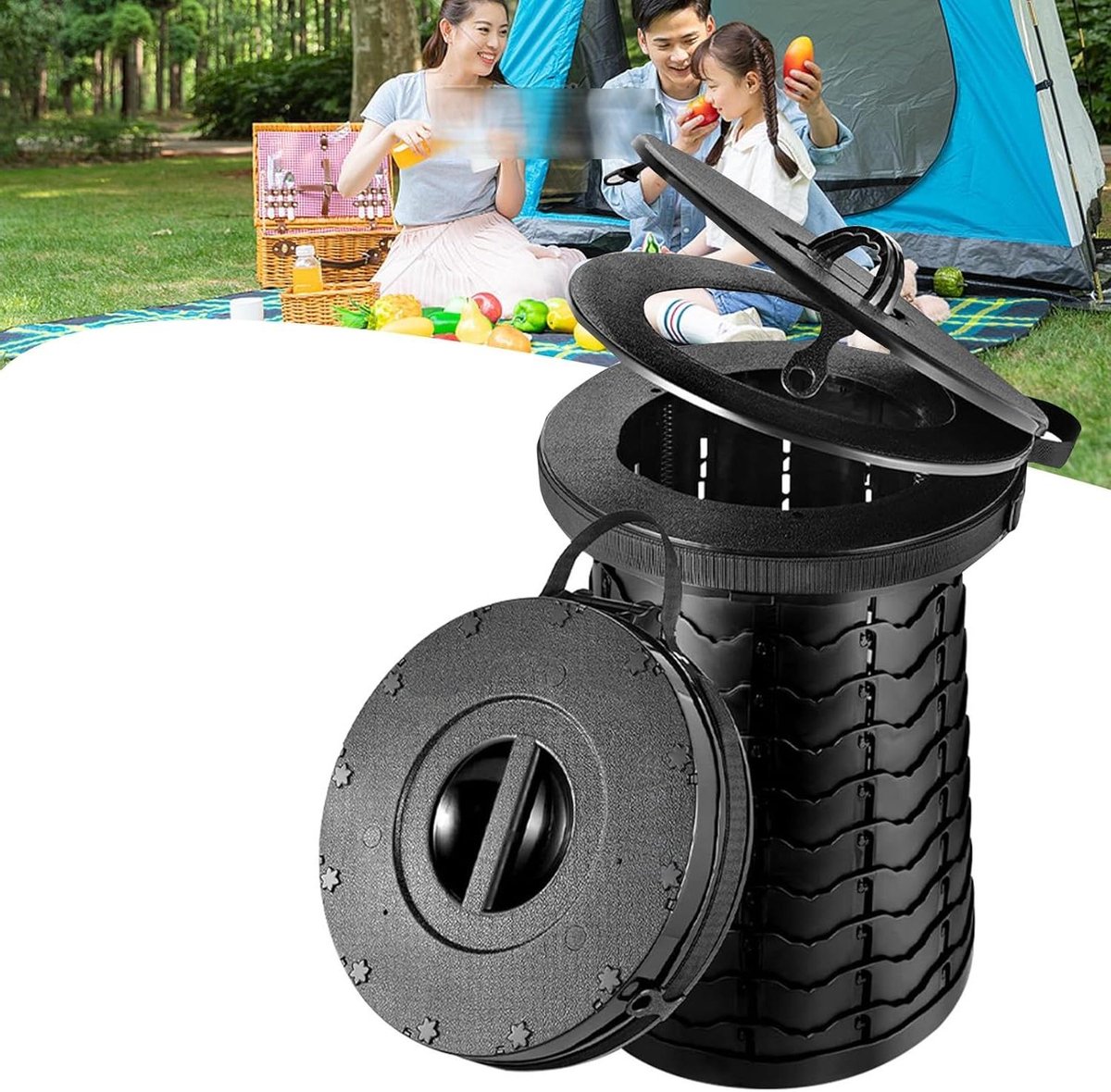 Draagbaar Toilet - Klaptoilet Opvouwbaar - Buiten Kamperen - Extra Groot Zitting - Tot 360 kg - Wit