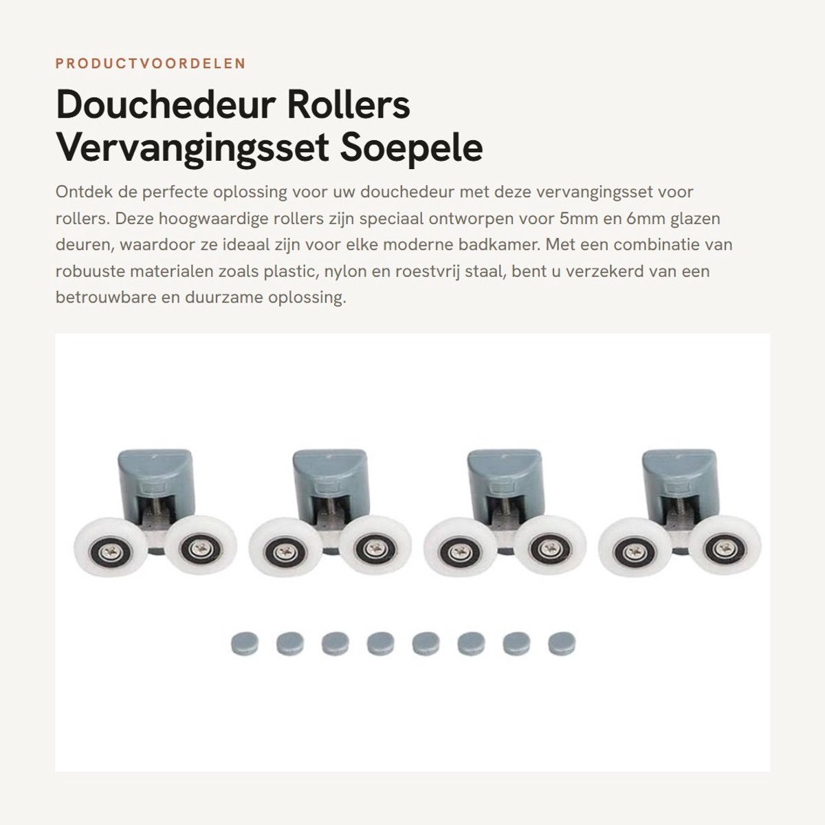 Dailygoods- Schuifwiel Dubbel - Vervanging Rollen - Katrollen - Bovenste Runners - Schuur Hardware Kit - Kunststof/Nylon/Roestvrij Staal - Deurrunner