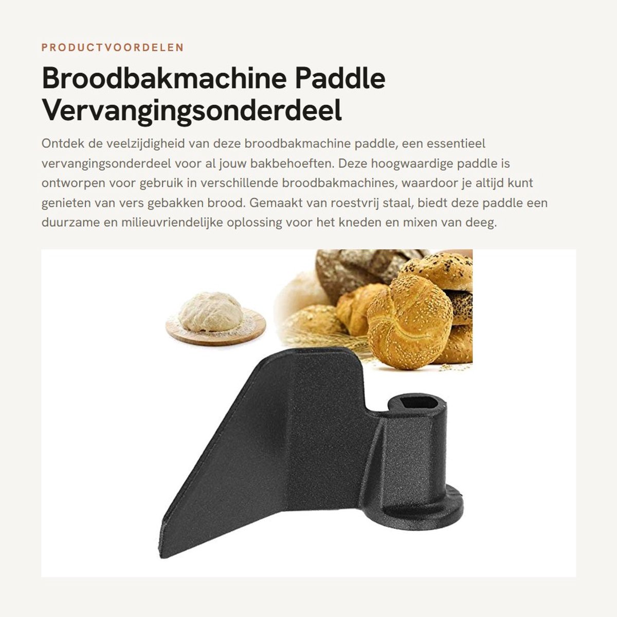 Dailygoods- Broodbakmachine Paddle Vervangingsonderdeel - Roestvrij Staal - Duurzaam - Universeel - Mixen - Kneden - Broodmes