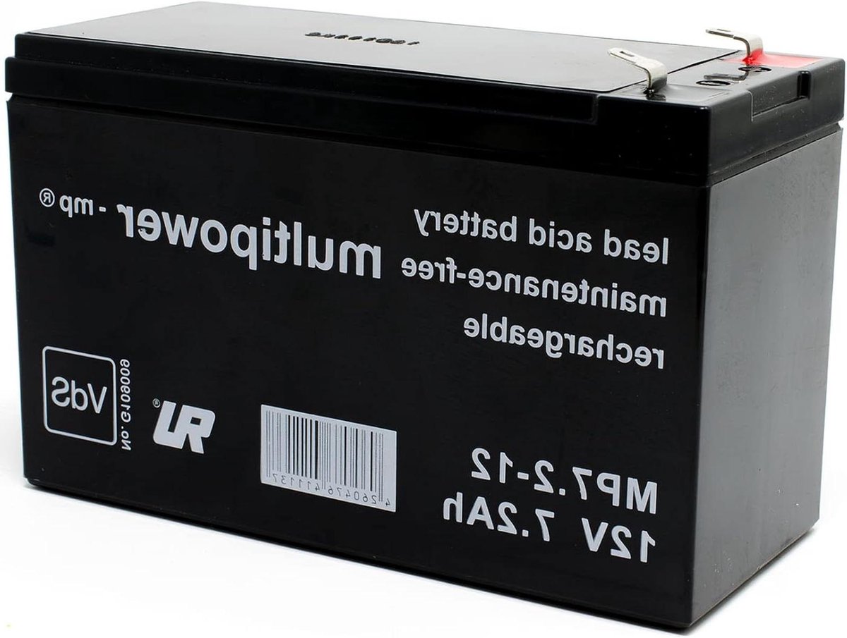 Oplaadbare Batterij - AGM Accu - Noodstroom Leveren - Onderhoudsvrij Ontwerp - 12 Volt 7.2 Ah - Zwart