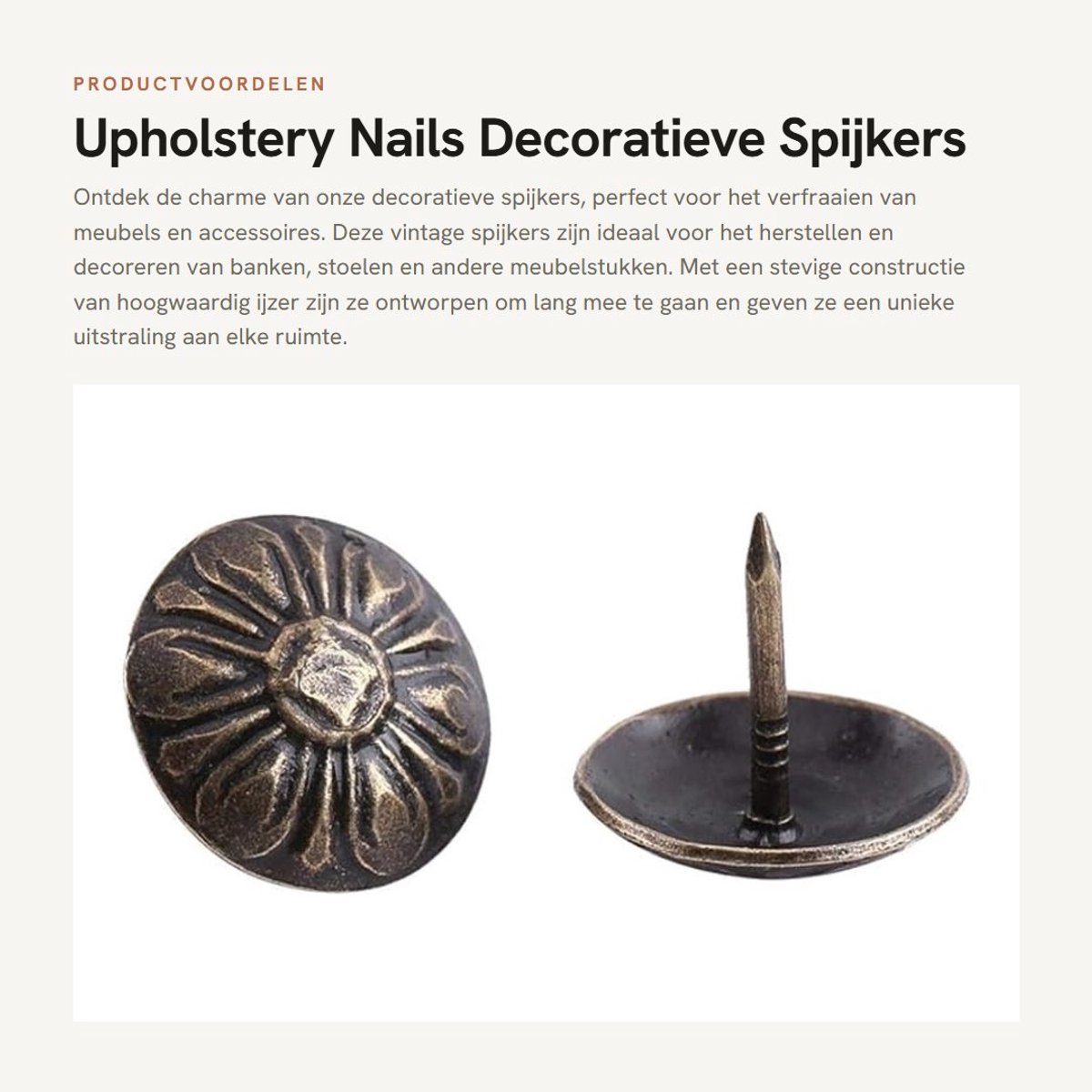 Dailygoods- Bekleding Nagels Vintage Stijl - Decoratieve Tack Stud - 100 Stuks - Brons Metalen Tags - Meubels/Schoenen - Afmetingen: 6/14mm, 11/17mm, 12/17mm, 13/17mm - Decoratieve Spijkers