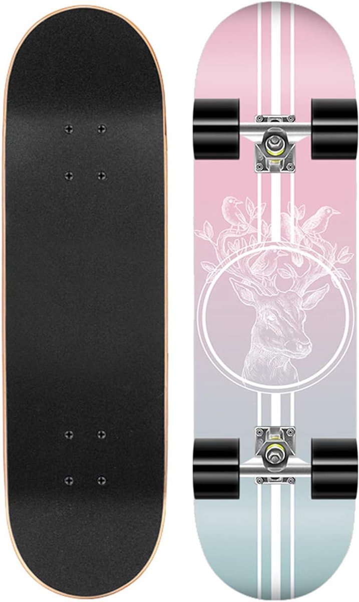 Compleet Skateboard Outdoor Longboard Straatrijden 9 Lagen Esdoorn Dek 31×8 Inch Hertenpatroon