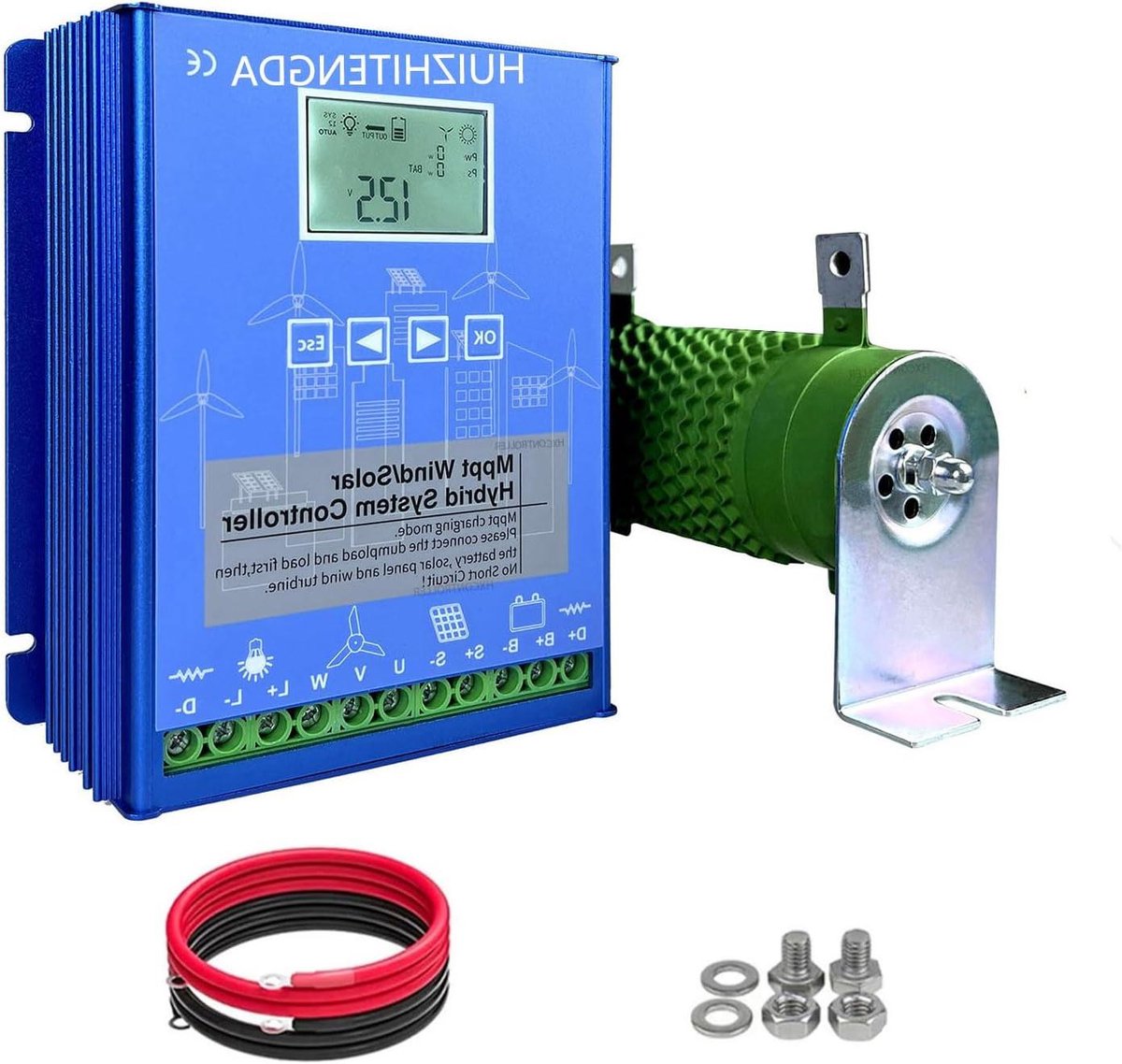 2000W Wind Solar Hybrid Charge Controller, 12V/24V/48V Solar Controller Hybrid Controller, for 1000W Wind Turbine Generator 1000W Solar Panel