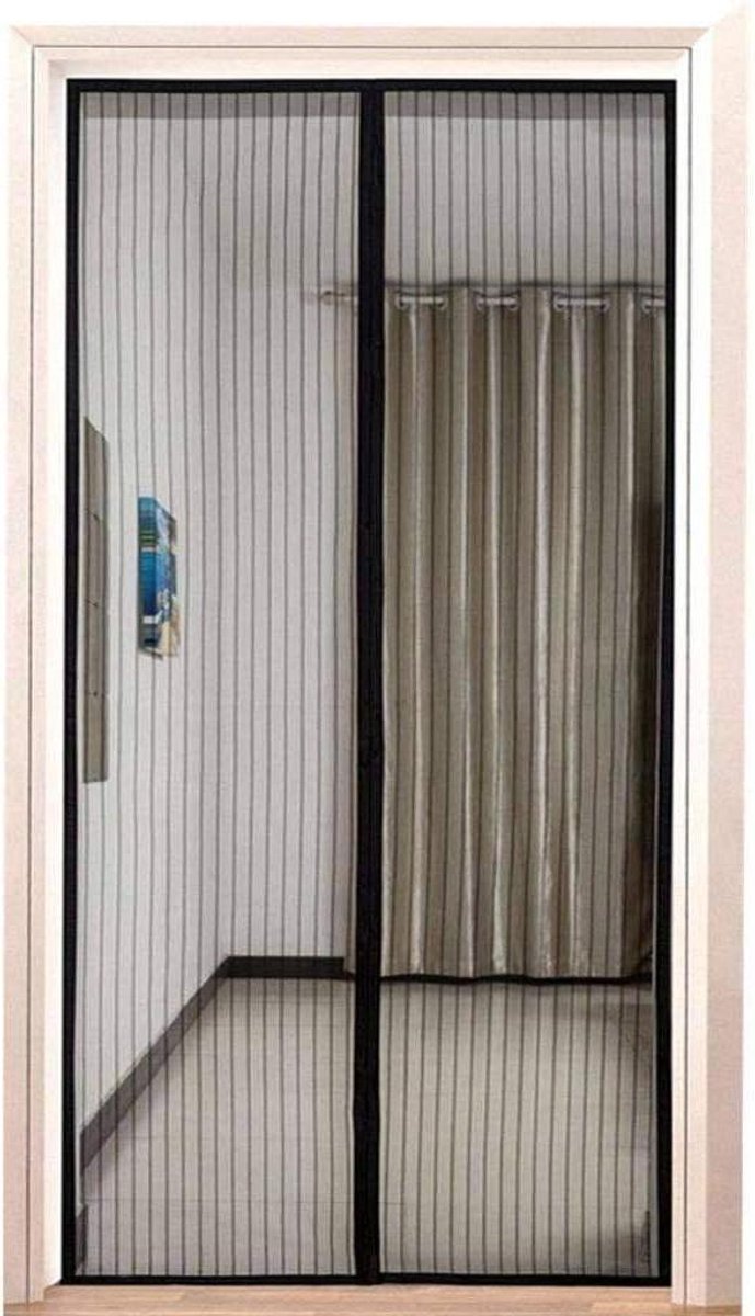 Flei Magnetische hordeur, 160 x 200 cm, zwaar belastbaar gaasgordijn, automatische sluiting, magnetische adsorptie, eenvoudig te installeren, voor woonkamer/terrasdeur - zwart