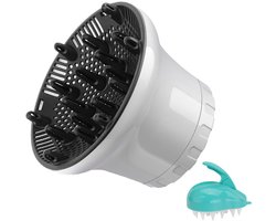 Universele Haardiffuser – Föhndiffuser Opzetstuk voor Krullend en Golvend Haar – Professionele Föhn Diffuser Verstelbaar van 3.55 cm tot 6.6 cm – Hittebestendig – Inclusief shampoo-kam-wit