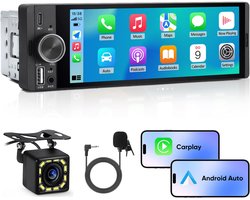 Hexinex - 1 DIN Carplay Autoradio - met 6,36 inch IPS-touchscreen - USB externe microfoon Achteruitrijcamera
