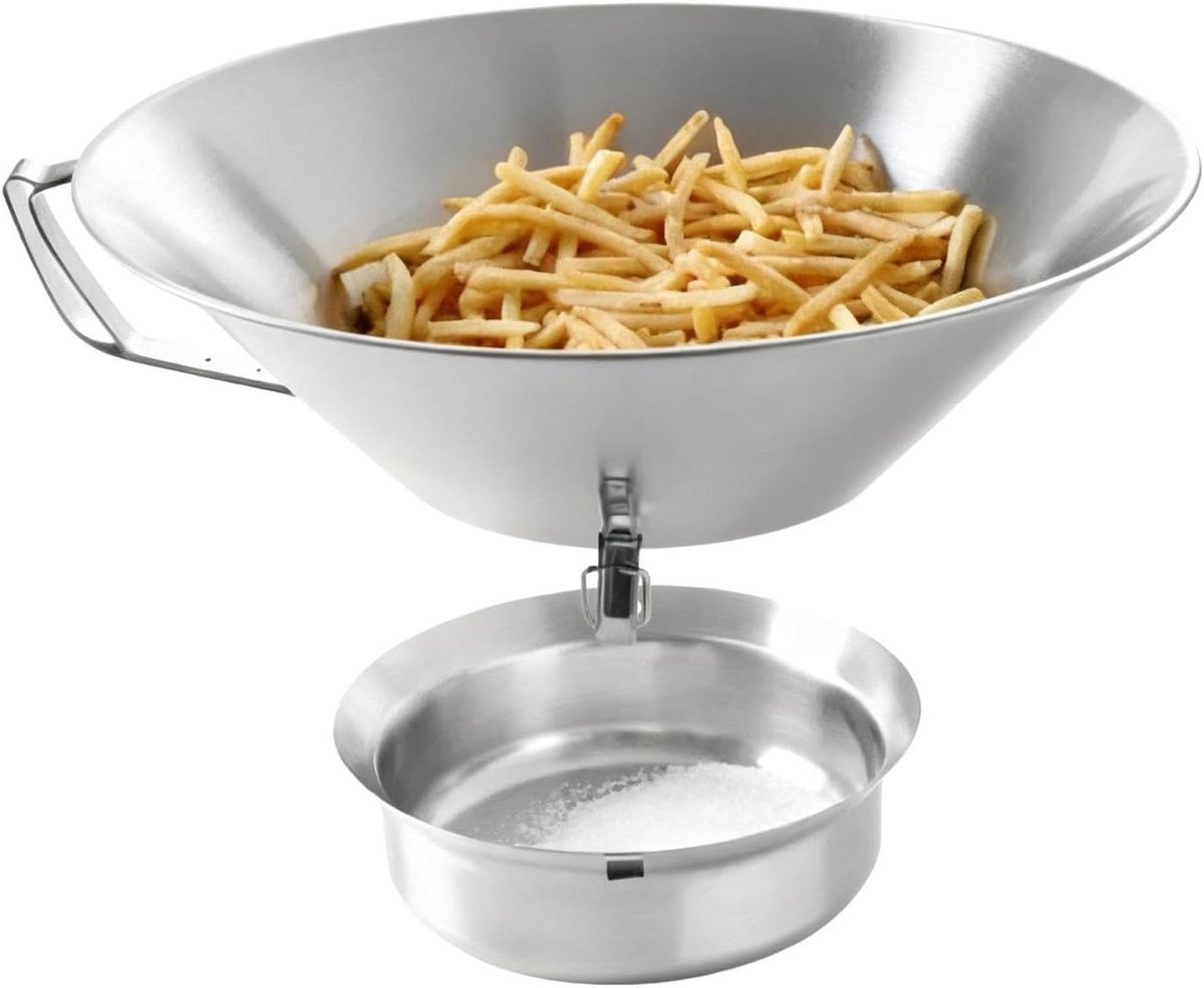 Spekvetzeef - Oliezeef Keuken - Frituren Uitlekken - Roestvrijstalen Gaas - 32x28x15.5 cm - Zilver