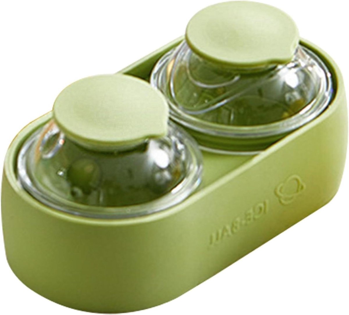 IJsballen Vormen,Herbruikbare Ronde Mal met 2 Holtes voor 2 IJsballen,IJsblokjesbakjes met Deksel - voor Whisky, Cocktails, Koffie, Dranken, Vruchtensap, Thuis, Bar, Keuken, Vriezer, Feestjes