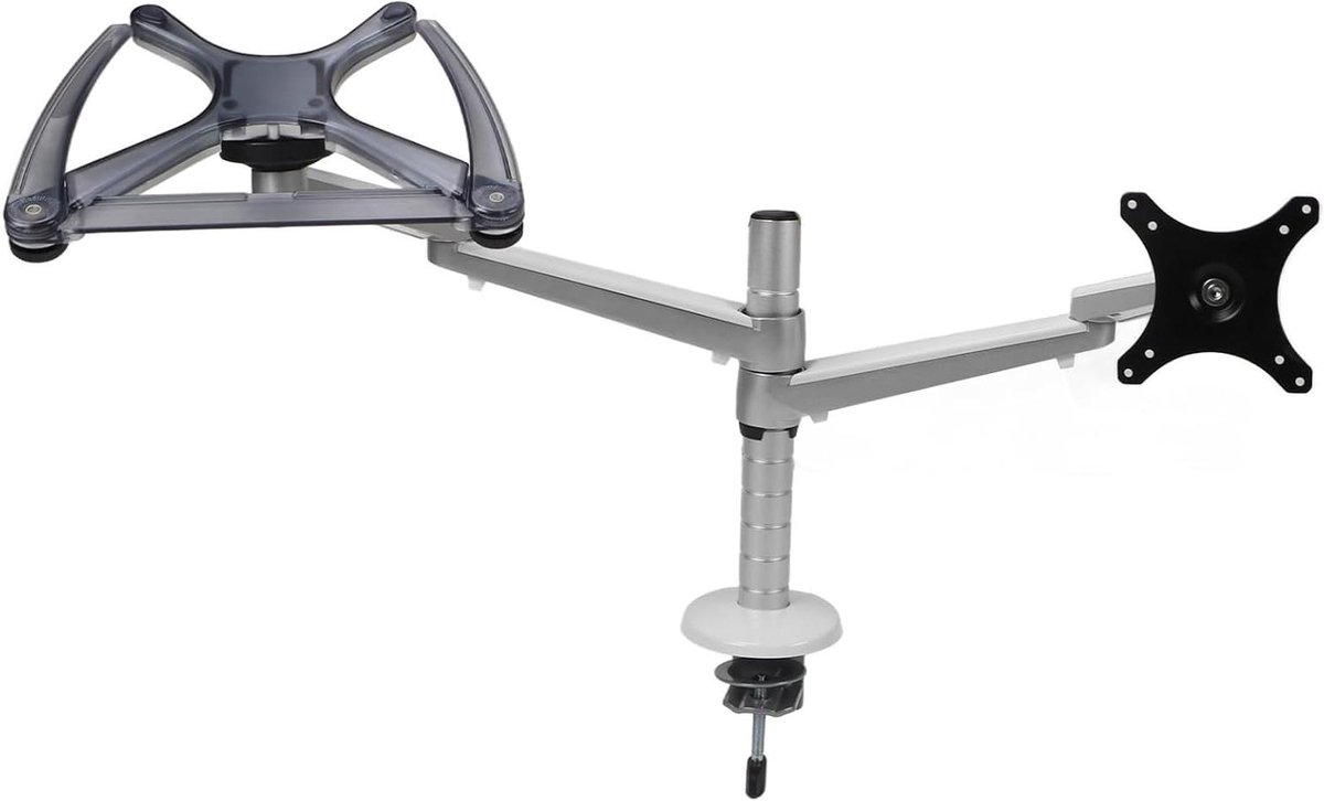 Dubbele Monitorarm - Verstelbaar Bureau - Ergonomisch Werken - Verticaal Stapelbaar - Tot 32 Inch - Zilver