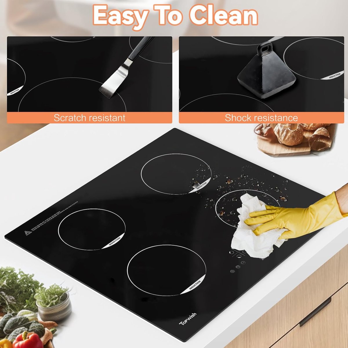 Inbouwkookplaat Inductie 60 cm met 4 Zones, Timer en Boostfunctie
