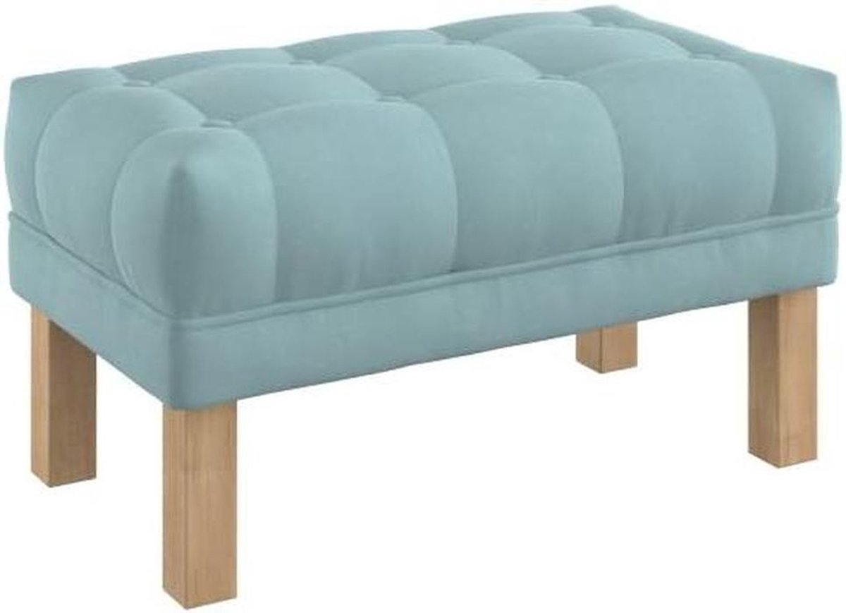 Gestoffeerde bank - Zitbank poef - Woonkamer inrichting - Vlekbestendig fluweel - 80 cm breed - Lichtblauw