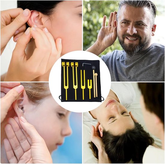 Stemvorkset - Stemvorken zijn ideaal voor genezing, chakratherapie, klanktherapie en het behouden van harmonie tussen geest, lichaam en ziel - Geschikt voor meditatie en genezing - Goud 128+136.1+528+4096+Accessoires van Merkloos — afbeelding 4