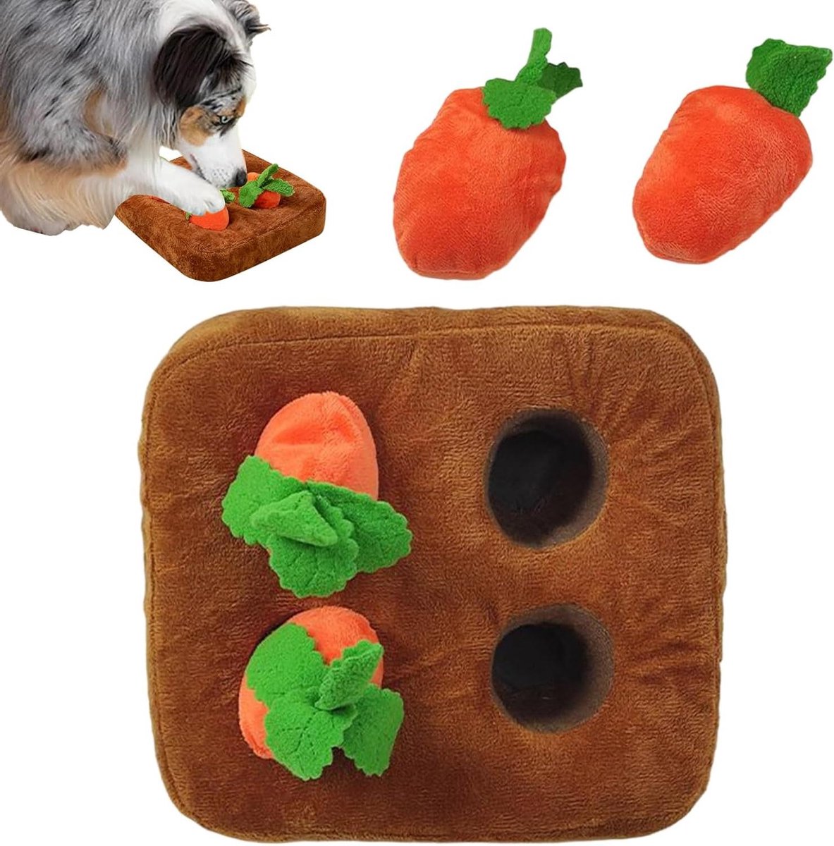 Hondenspeelgoed - Snuffelmat Wortel - Mentale Stimulatie - Interactief Puzzelspel - 21.5 cm - Multicolor