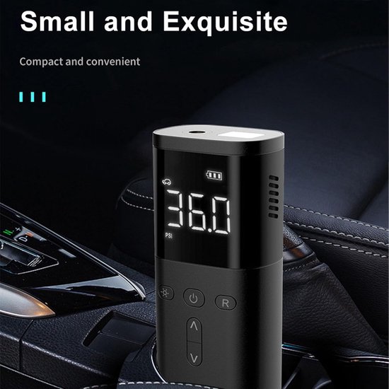 Portable Tire Pump Type C Rechargeable Electric Bicycle Pump Mini Tire Air Pump with LED Light for Car Bike Motorcycle — afbeelding 2
