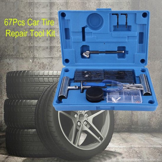 Bandenreparatieset - Lekke Band Kit - Onderweg Repareren - Zware Constructie - 67 Delig - Zilver — afbeelding 4