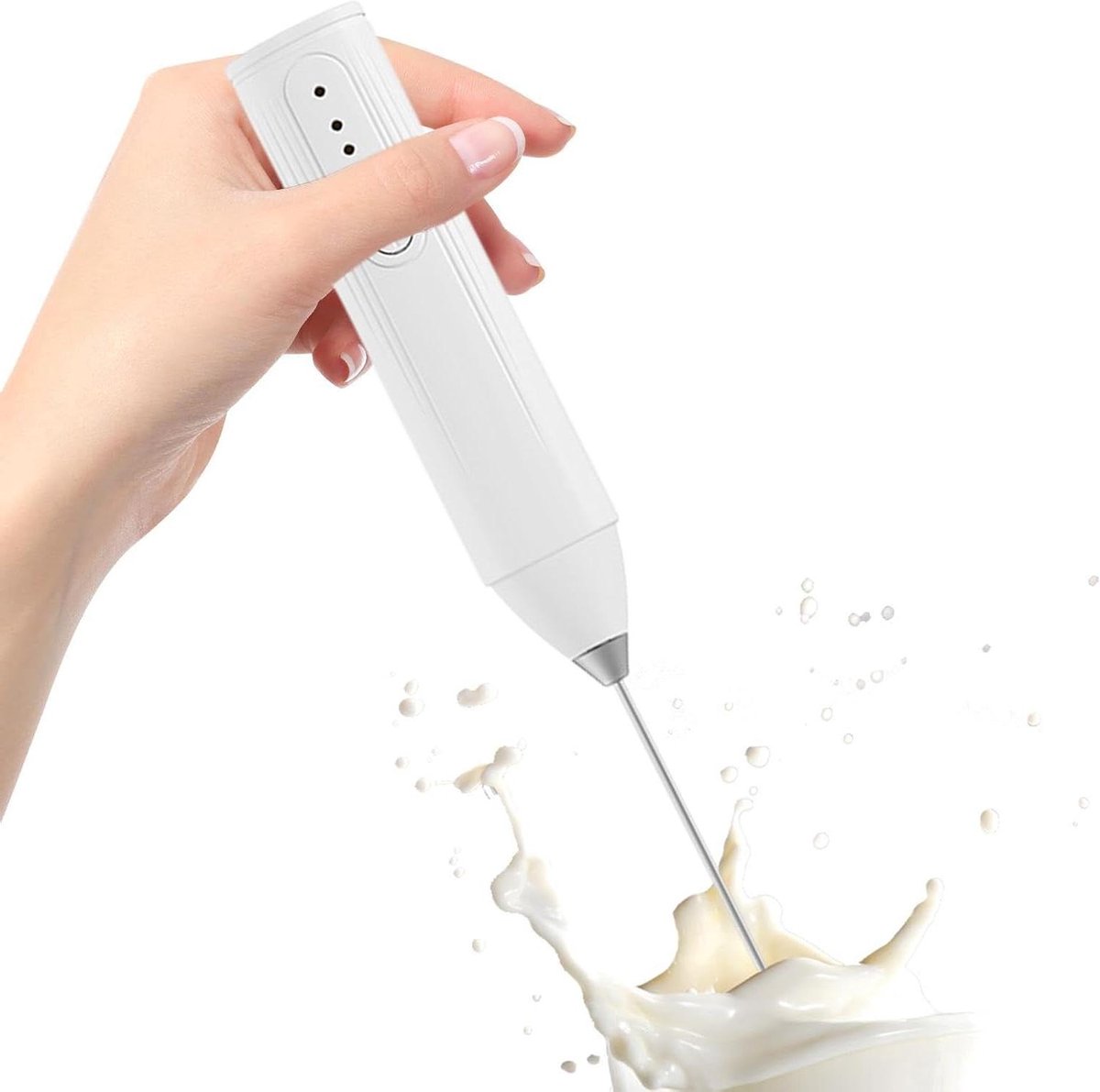 Elektrische melkopschuimer Koffie garde Drankjes maken 3 snelheden 22 cm lang Wit