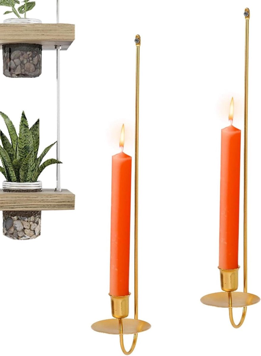 Kandelaar Wandlamp - Wanddecoratie Kaarsen - Sfeer Creëren - Robuust Metaalontwerp - 2 Stu