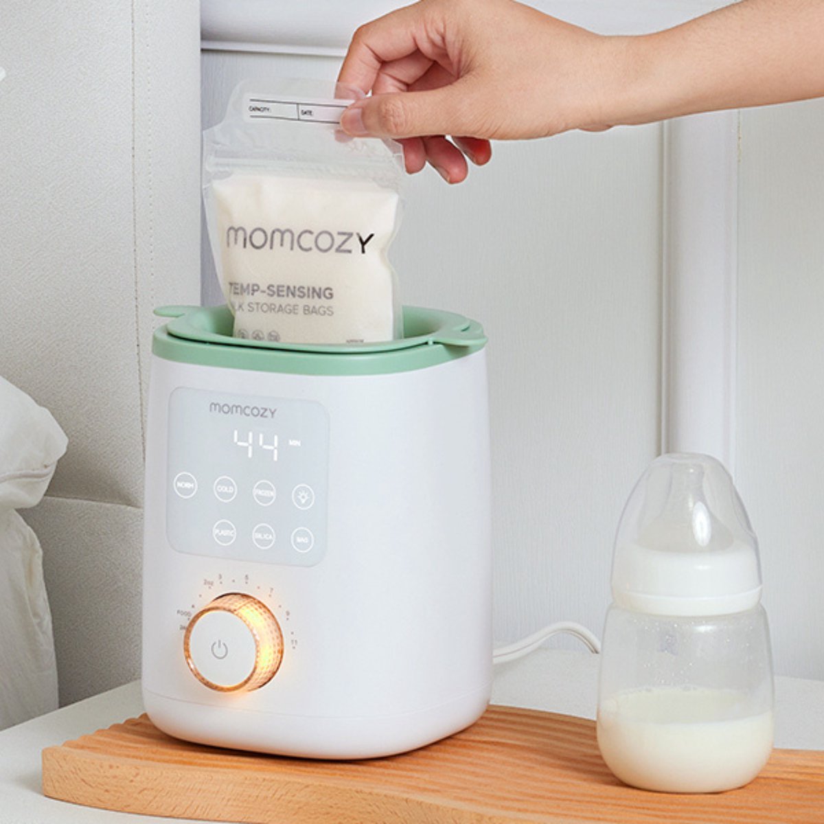 Momcozy MW02 Analoge Flessenverwarmer – Waterbad Verwarming voor Babyfles en Potjes – Met Verlichting & Warmhoudfunctie thumbnail 7