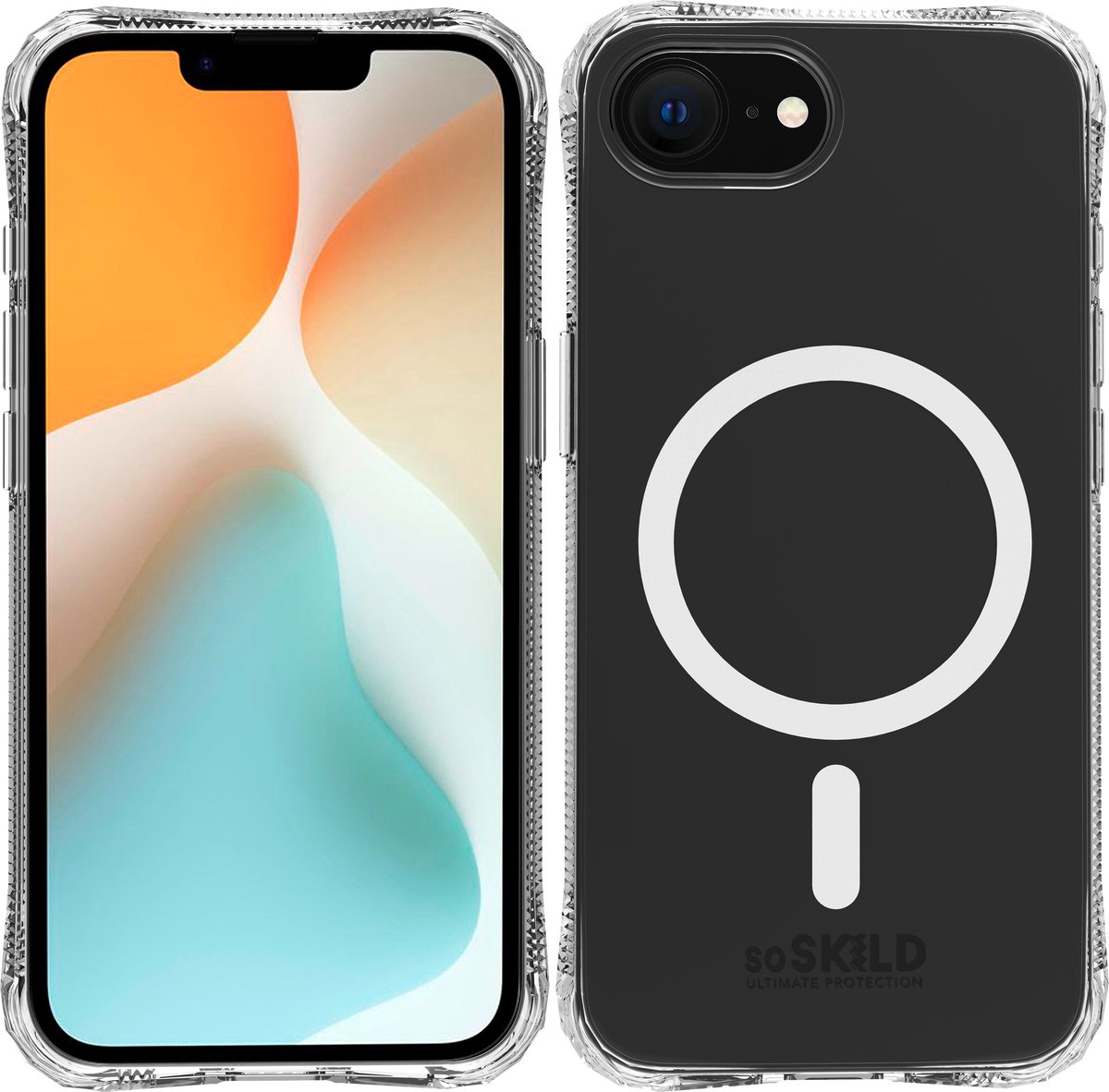 SoSkild Absorb Impact Case geschikt voor iPhone 16e - magnetische ring - Transparant