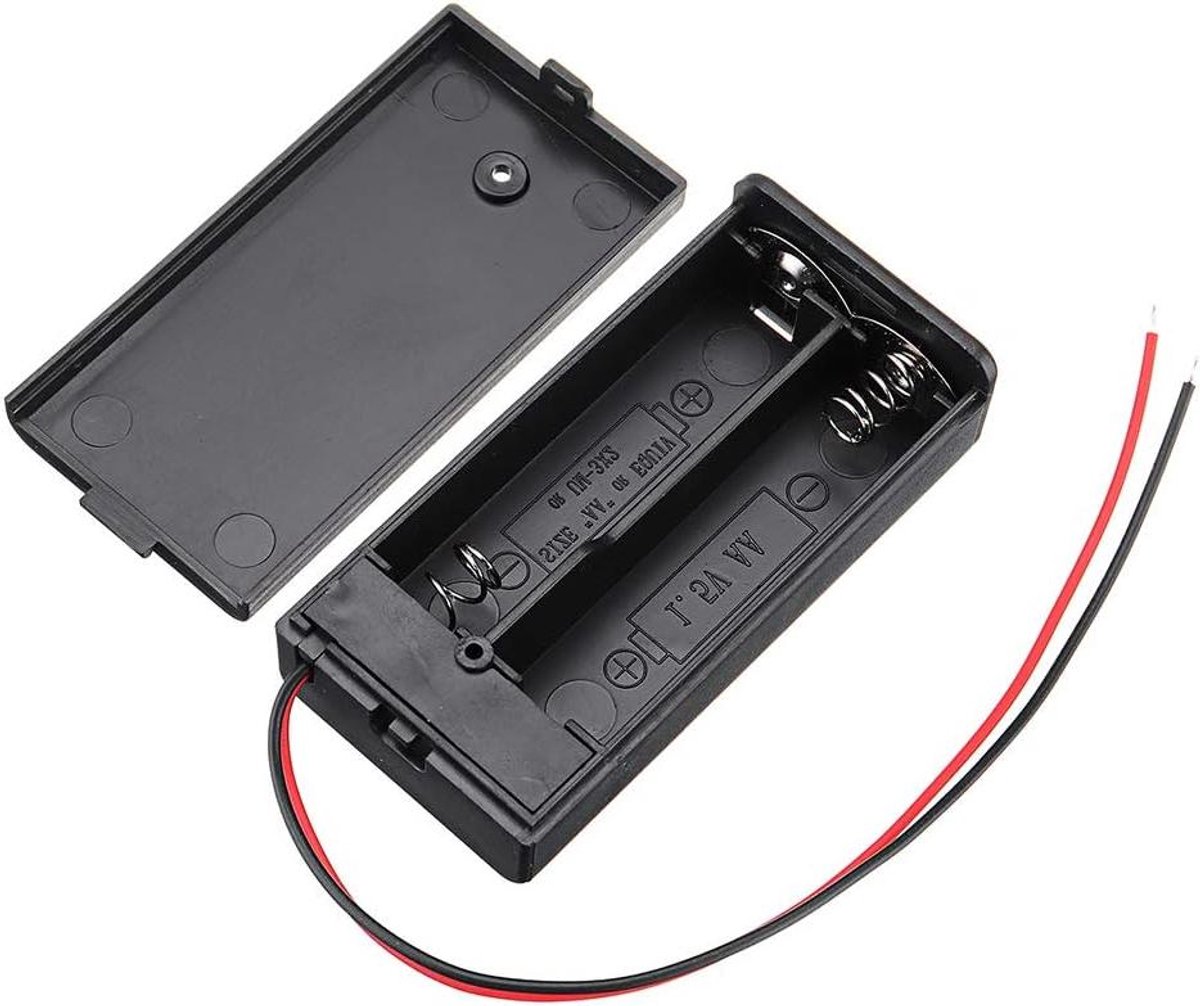 Batterijhouder - 2x AA - Apparaten Voeden - Met Schakelaar - 68x34x18.5mm - Zwart