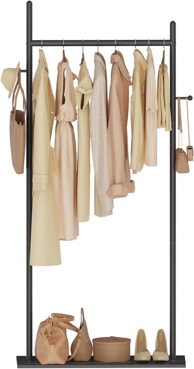 Kapstok Metaal - Kledingrek - Entree Organiseren - Unieke Steenplaat - 65 cm - Zwart
