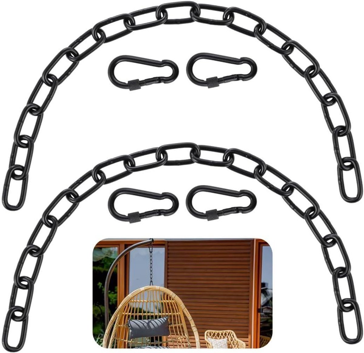 Hanging Chair Kettingen - Schommelstoel Ophanging - Buiten Ontspannen - Verstelbare Lengte - 64 cm - Zilver