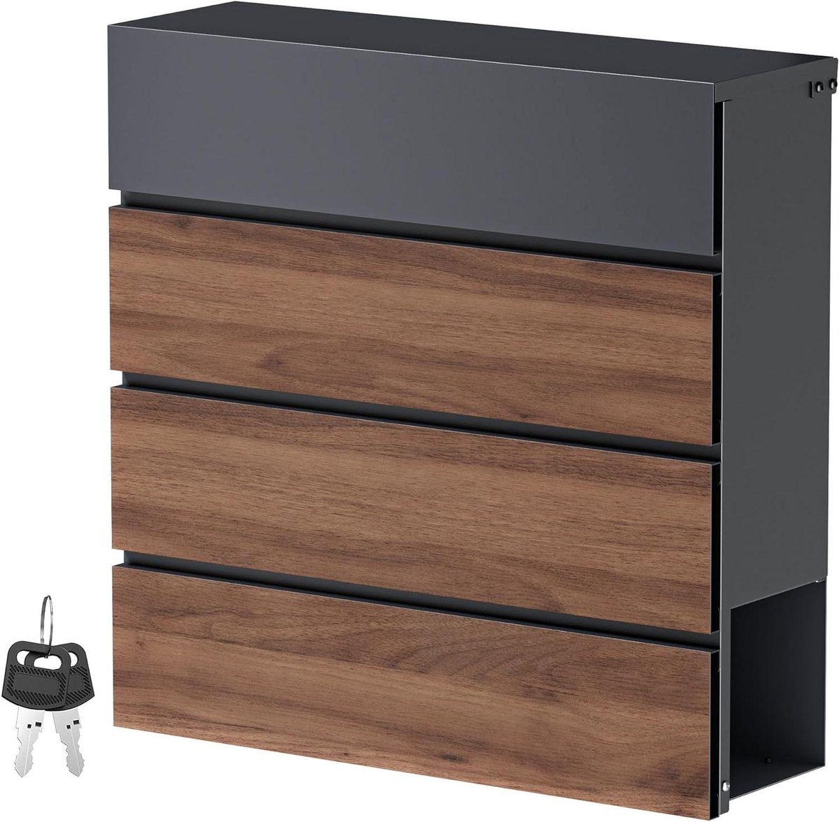Brievenbus met - Postbak krantenrol - Post ontvangen - Soft-close demper - 370 x 130 x 413 mm - Antraciet