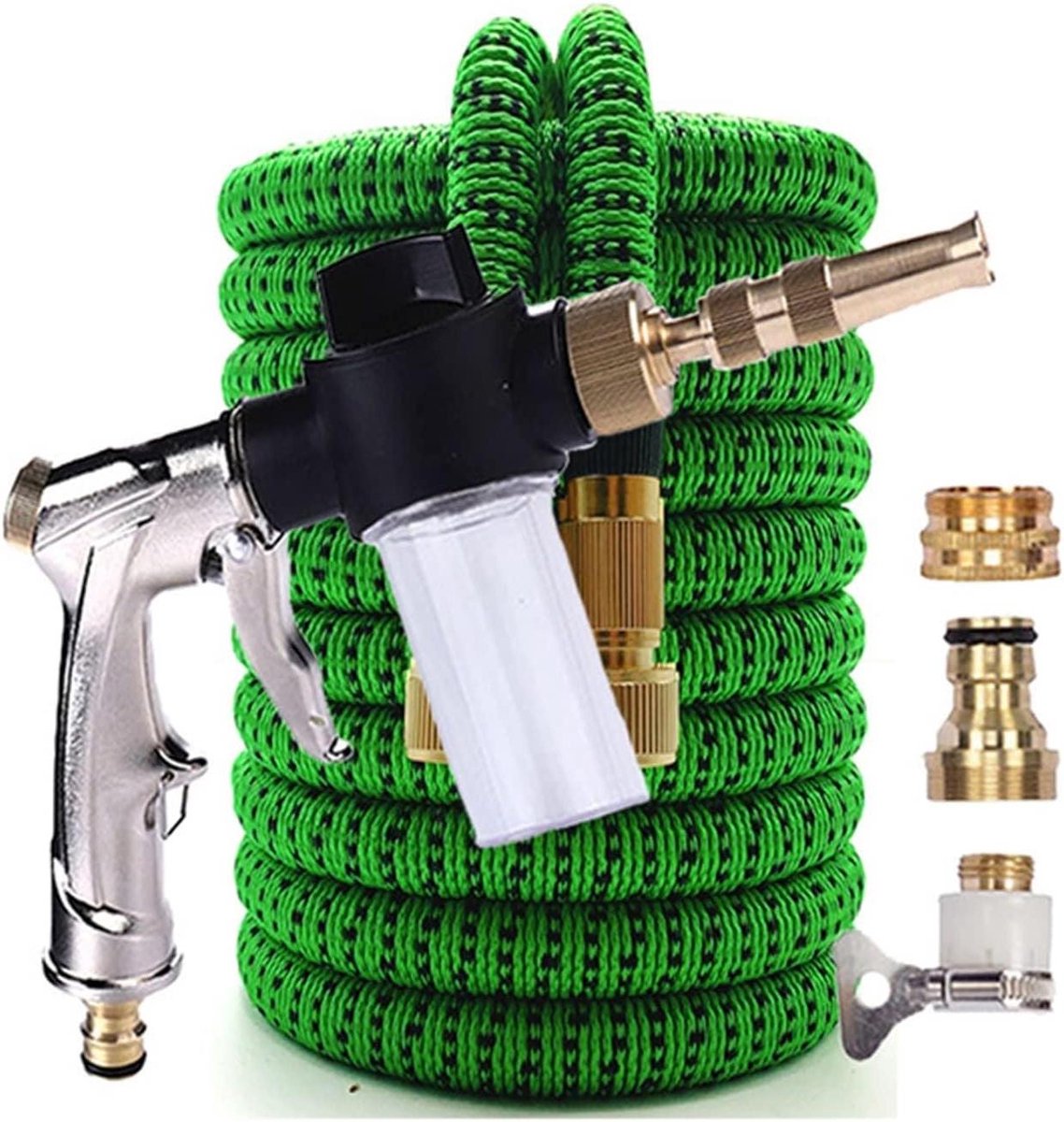 Slangpistool Multi Patroon Mondstuk, Tuinslang Uitbreidbaar Hogedruk Kunststof Knikvrije schuimspray 1/2 inch (17-125) ft(F08,1/2"-25FT)