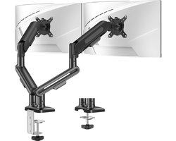 Dubbele Monitor Arm - Gasveer Monitorstandaard - Ergonomisch Werken - Volledig Verstelbaar - Tot 34 Inch - Zwart Grijs