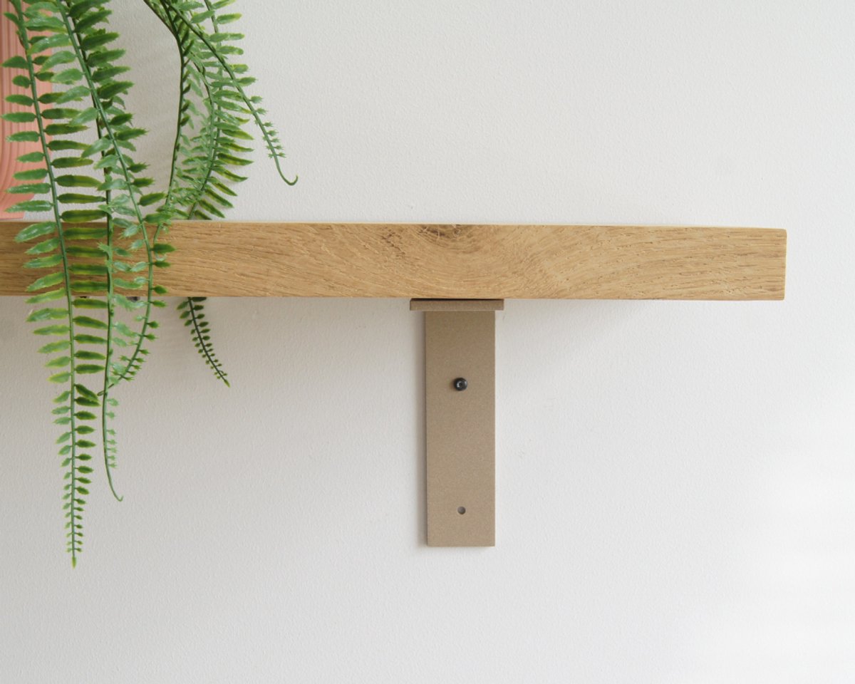 STERKSTAEL Ares Industriële Plankdrager Sparkling Sand - Stalen Wandplank Steun - Voor plank vanaf 20 cm tot 30 cm - Kleur Zand Beige - inclusief bevestigingsmateriaal - Poedercoating - Wandsteun - 1 stuk