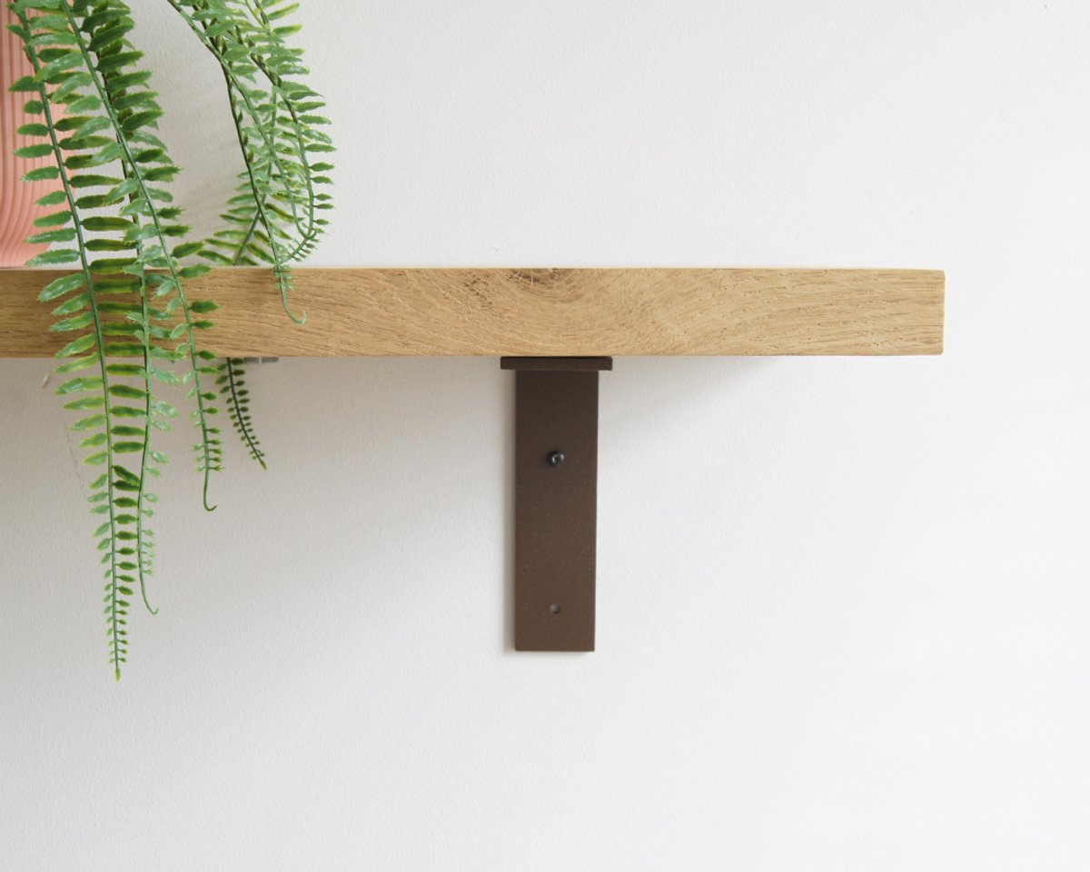 STERKSTAEL Ares Industriële Plankdrager Solid Chocolate - Stalen Wandplank Steun - Voor plank vanaf 20 cm tot 30 cm - Kleur Donker Bruin - inclusief bevestigingsmateriaal - Poedercoating - Wandsteun - 1 stuk
