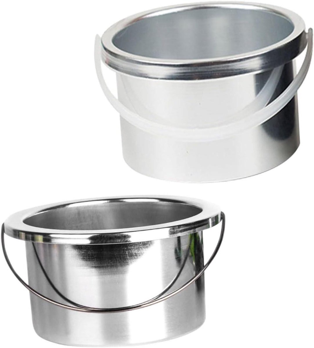 Wax Smeltmachine Binnenpot - Harsverwarmer Houder - Ontharen Thuis - Met Handvat - 2 Stuks 500/600cc - Zilverkleurig