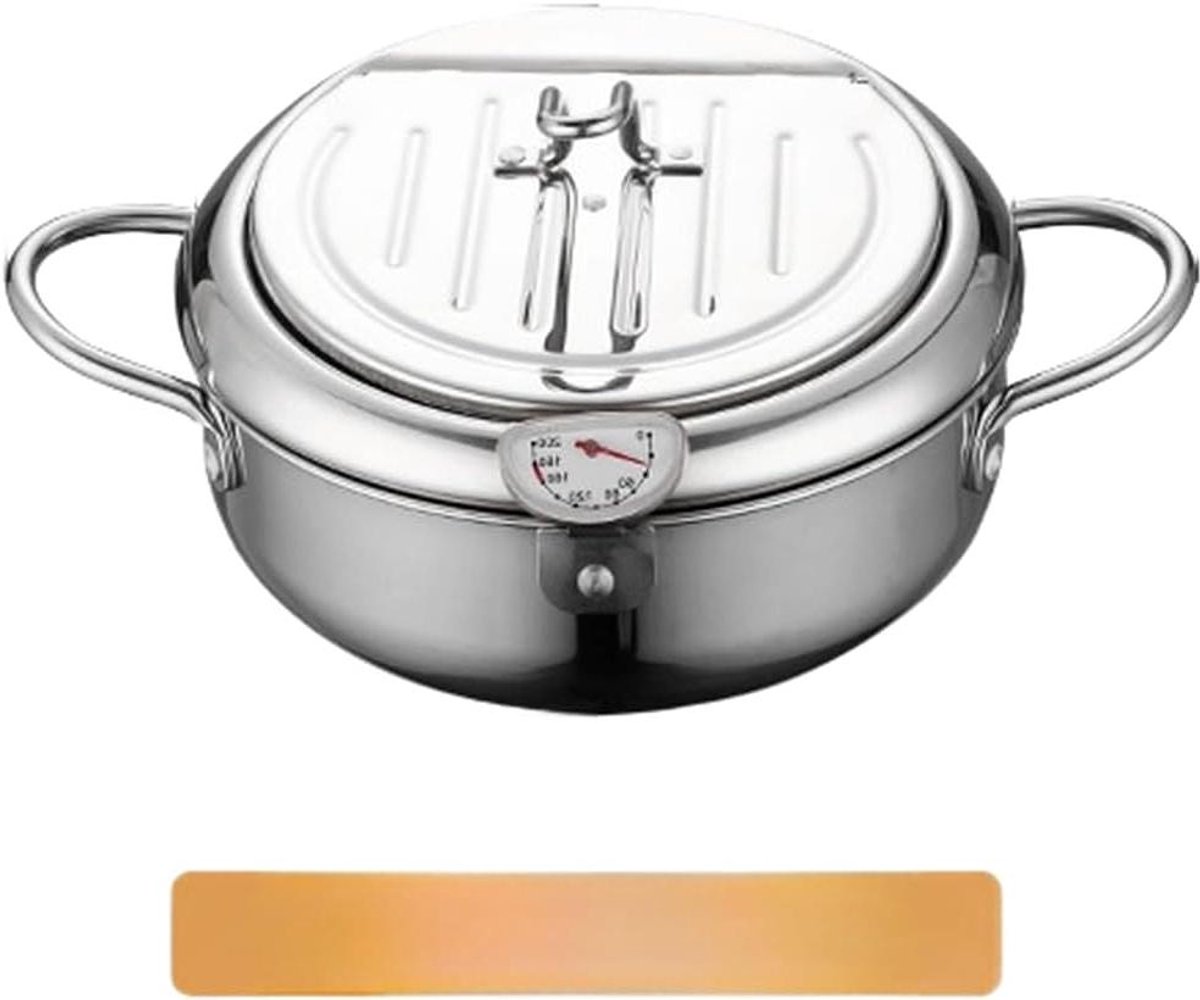 Roestvrijstalen friteuse - Japanse pan - Veelzijdig koken - Ingebouwde oliedrainage - 20 cm - Zilver