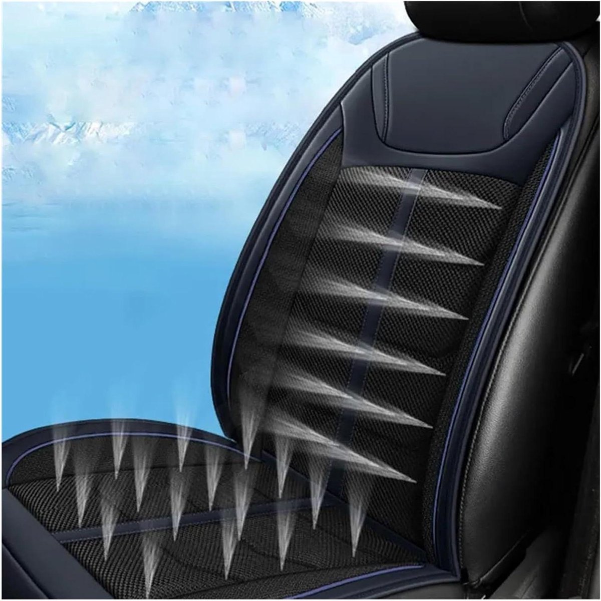 Autostoel Beschermers - Zitkussen Set - Comfortabel Rijden - Ventilatie en Verwarming - 12V - Blauw