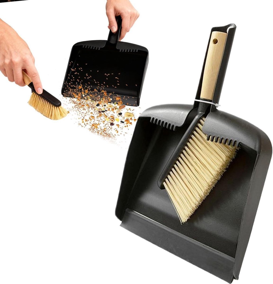 Mini bezemreiniger - Handstofborstel set - Snel opruimen - Houten handvat - Compact ontwerp - Niet gespecificeerd