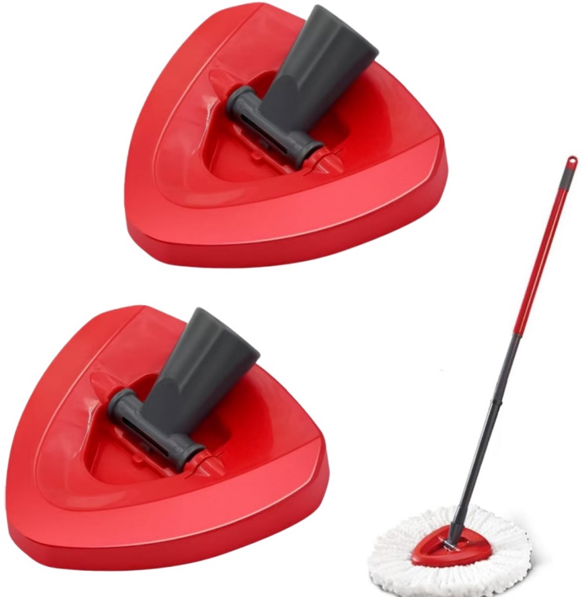 2 stuks vervangende kop geschikt voor draaibare dweil - Rode driehoekige dweilkop geschikt voor EasyWring Turbo wringemmer, vloerreinigingsaccessoire