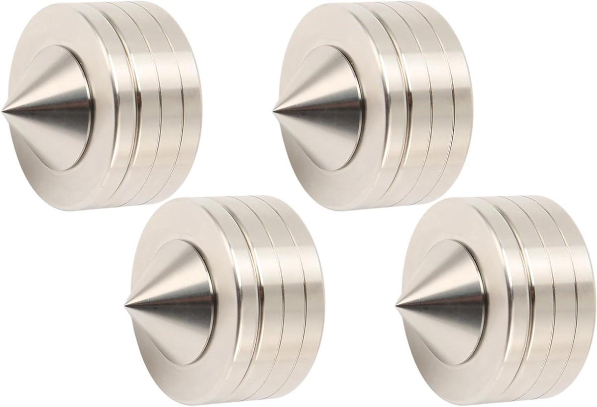 Luidsprekerspikes - Isolatievoeten - Audio Stabiliseren - In Hoogte Verstelbaar - Set van 4 - Zilver