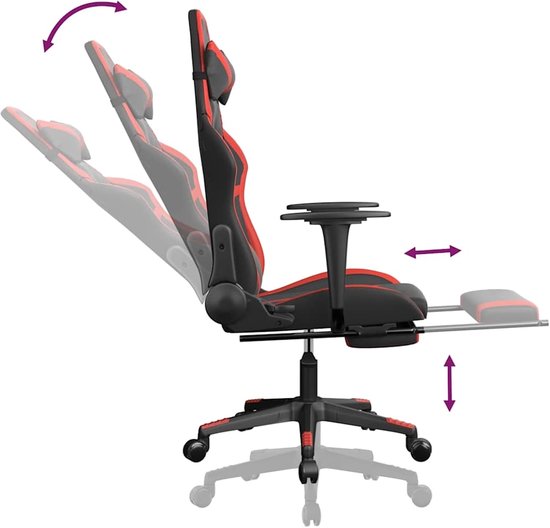 Gaming stoel - Relax stoel - Comfortabel zitten - Met massagefunctie - 52x51x24 cm - Zwart rood — afbeelding 2