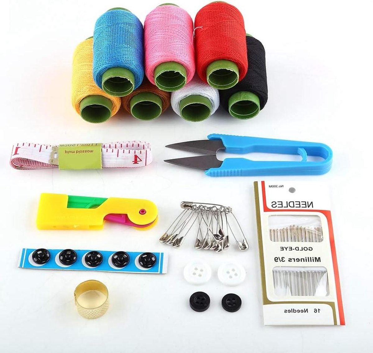 Naaidoos met - Naaiset - Doe-het-zelf Naaien - Transparante Opslag - 10 Accessoires - Wit