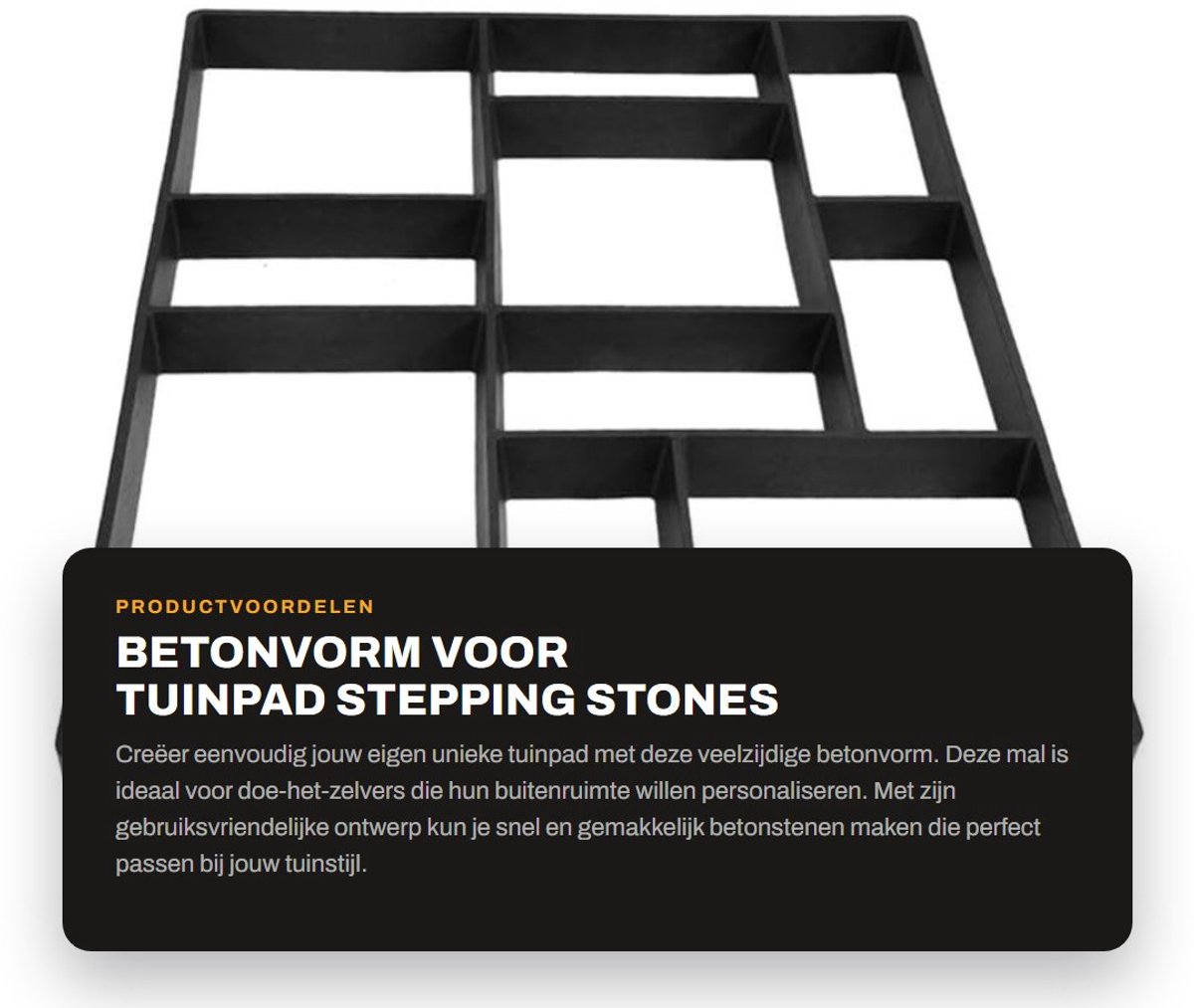 Dailygoods- Betonvorm 60,5 x 50 x 4,5 cm - Herbruikbaar - DIY - Stepping Steen - Tuinpad Mal - Eenvoudig te gebruiken