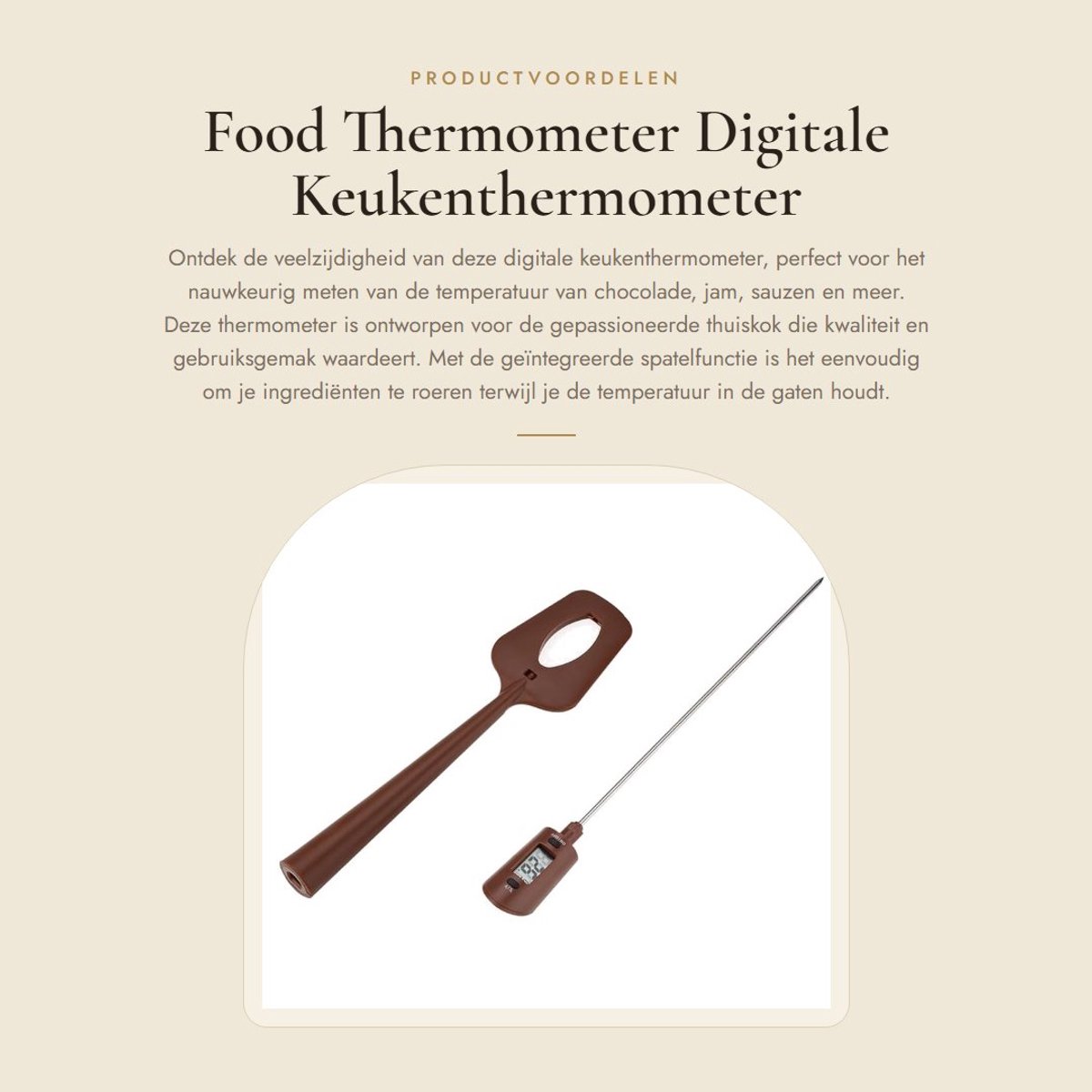 Dailygoods- Voedselthermometer Digitaal - Vleesthermometer - Metalen Probe - Meetbereik 20~320℃ - Spatel - Duidelijk Digitaal Display - Kookthermometer
