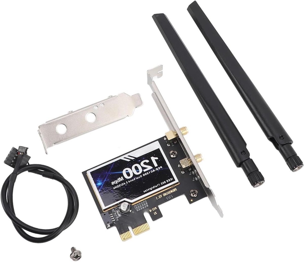 Draadloze Netwerkkaart - WiFi Bluetooth - Snelle Internetverbinding - Dual Band AC - 1200Mbps - Zwart
