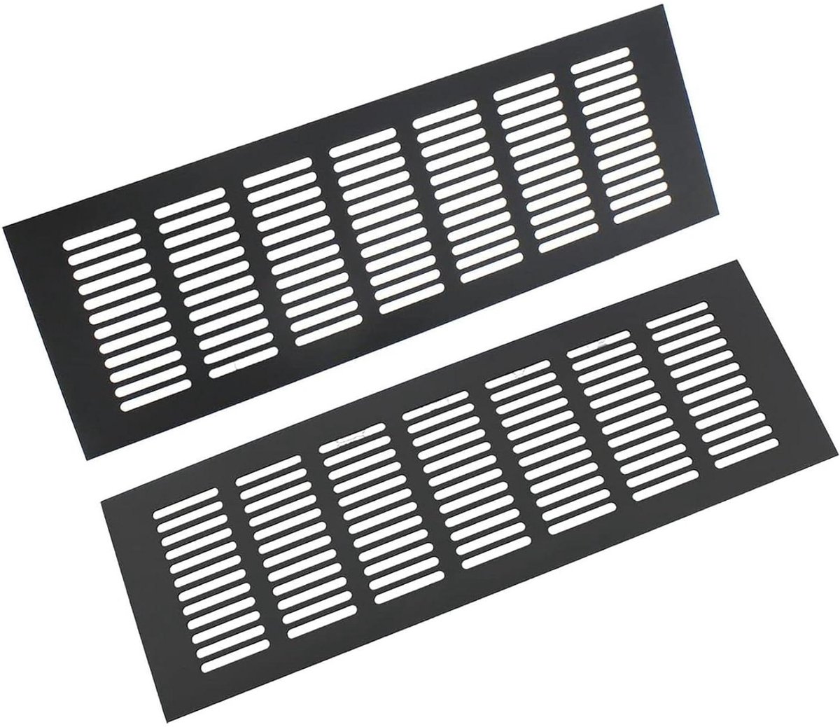 Ventilatierooster Set - Luchtinlaat Roosters - Efficiënte Luchtstroom - Verdikte Aluminiumlegering - 34x770 mm - Zwart