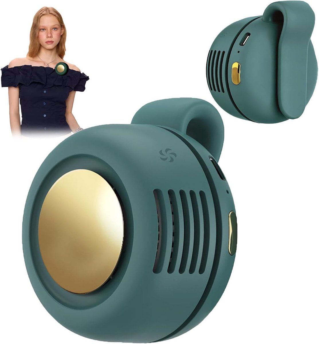 carmdering - Klemventilator - Draagbare Mini Ventilator - USB Oplaadbare Ventilator - 360° Roteerbaar - 3 Snelheden Stil - Duurzaam ABS Plastic - Lichtgewicht Design - Handsfree Koelte -groente- 1 Stuk