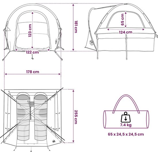 vidaXL - Auto - Tent - met - dak - Groen - 200 - x - 170 - x - 170 - cm - Polyester - en - Staal van Vidaxl — afbeelding 4