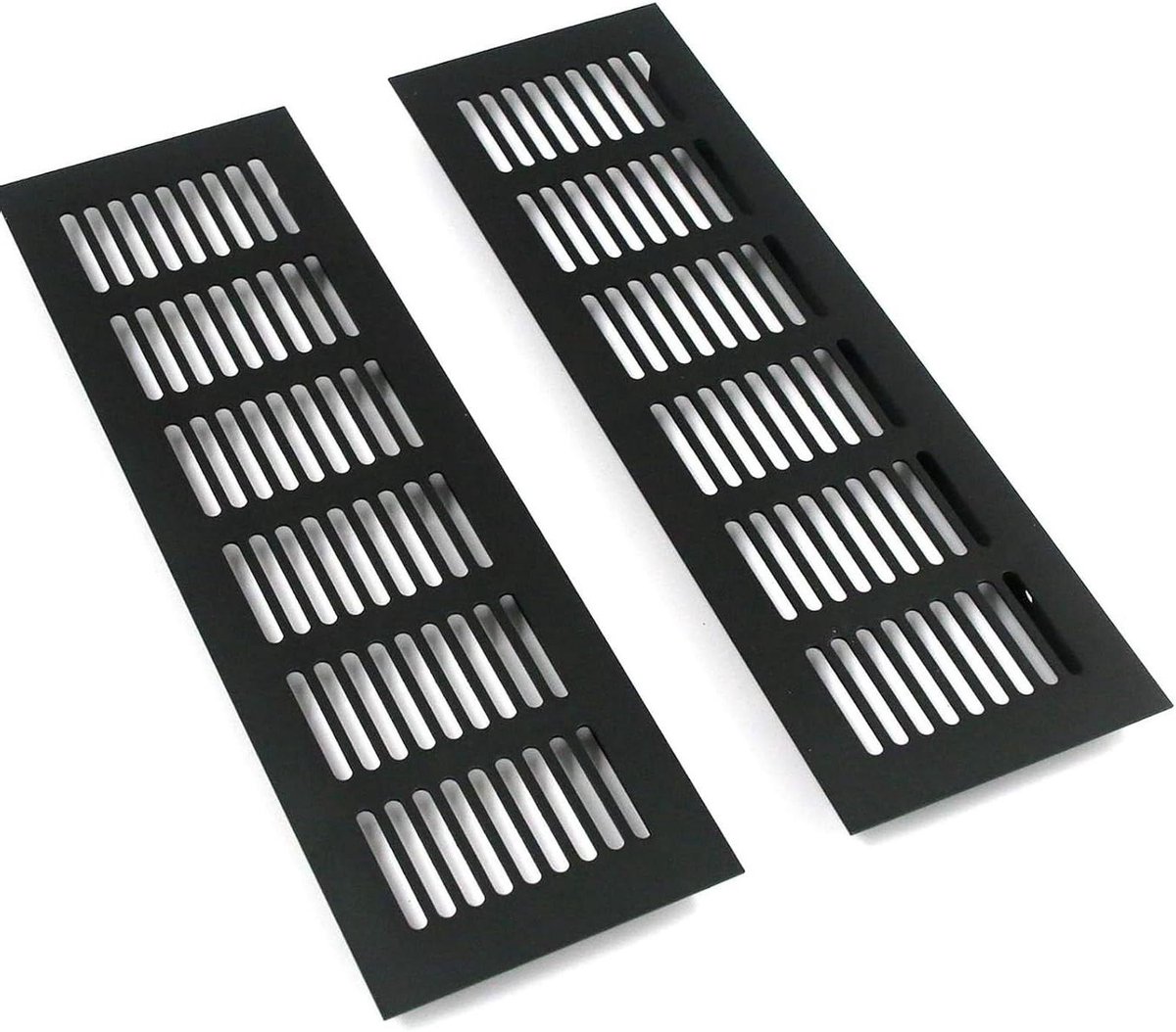 Luchtrooster Aluminium - Ventilatierooster Rechthoekig - Luchtstroom Maximaliseren - Gelijkmatig Verdeelde Roosters - 2 Stuks 34 x 195 mm - Zwart